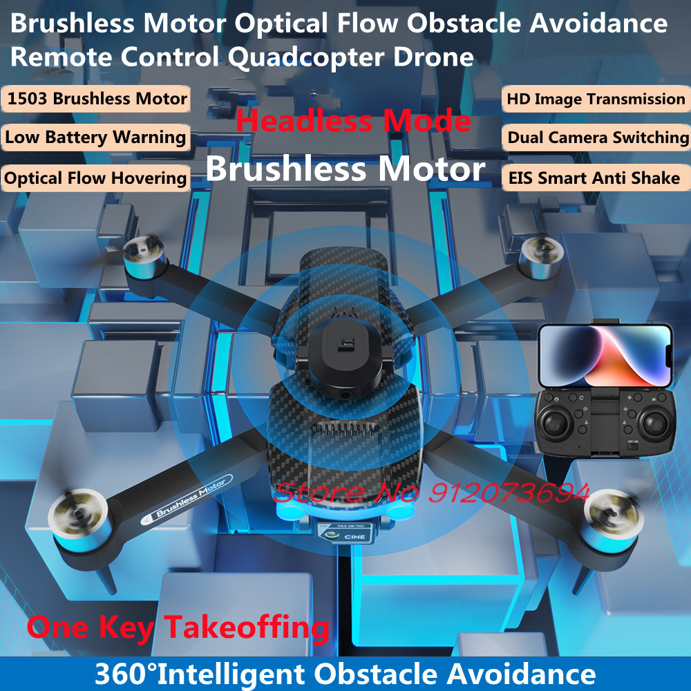 Drone Rc S1S - Borstelloze obstakelvermijdende drone met afstandsbediening, EIS