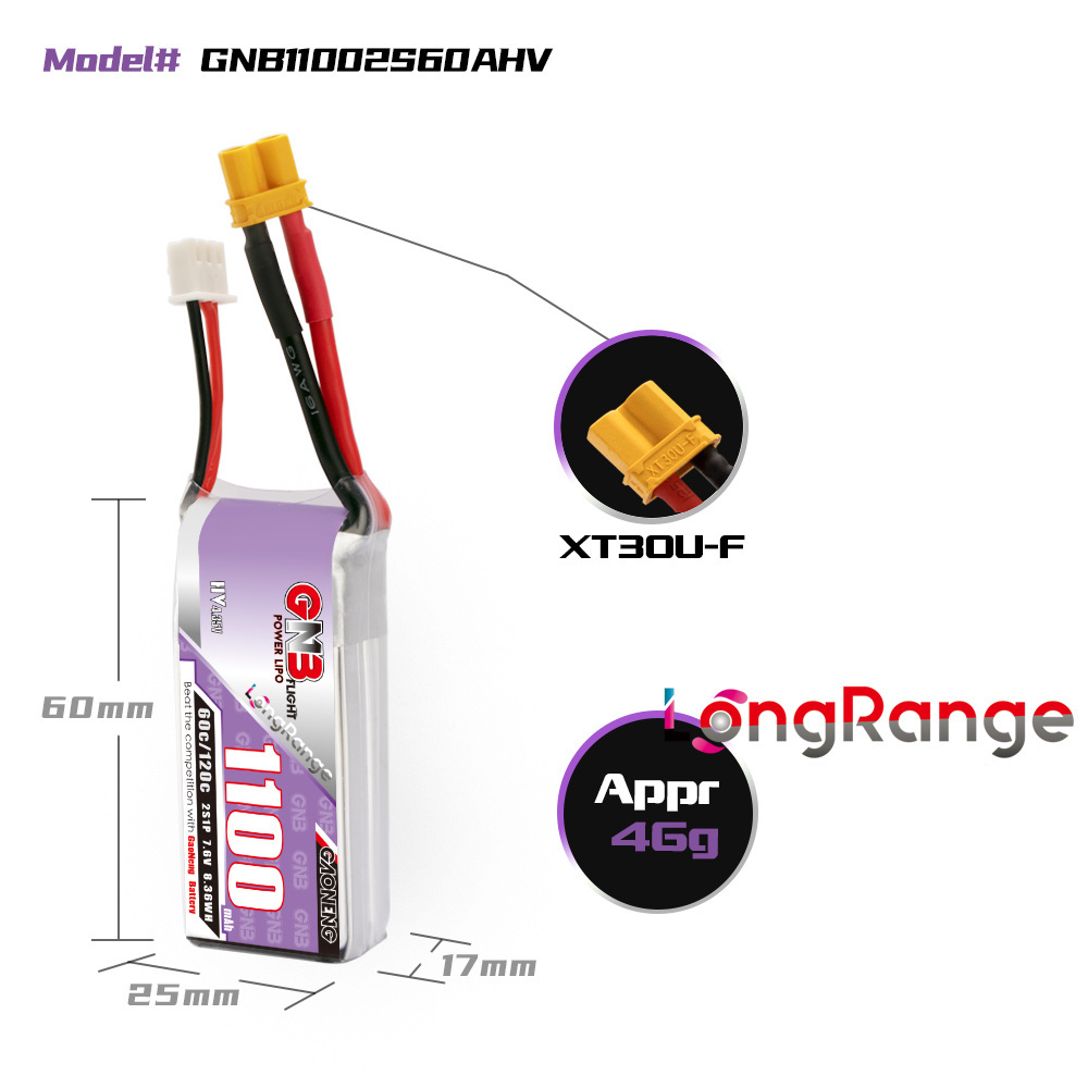 GNB 1100mAh 2S 3S 4S 6S 60C/12 - Drone Rc Link recensie en prijs