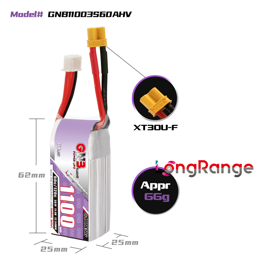GNB 1100mAh 2S 3S 4S 6S 60C/12 - Drone Rc Link recensie en prijs