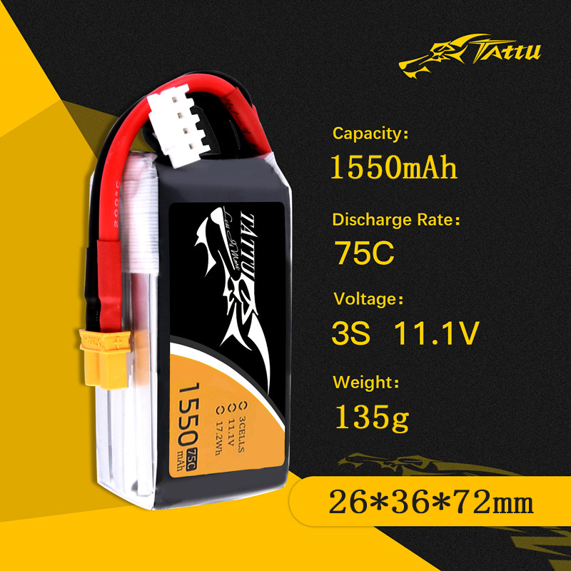 Tattu 3S 11.1V 1550Mah 75c Lip - Drone Rc Link recensie en prijs